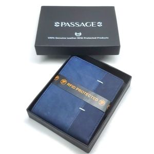 Passage Navy Genuine Leather RFID Wallet NWT